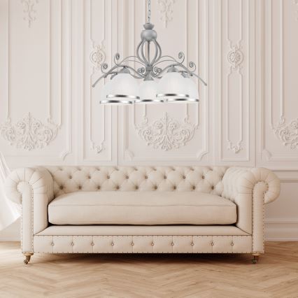 Candelabru cu lanț RETRO II, 5xE27/60W/230V, argintiu