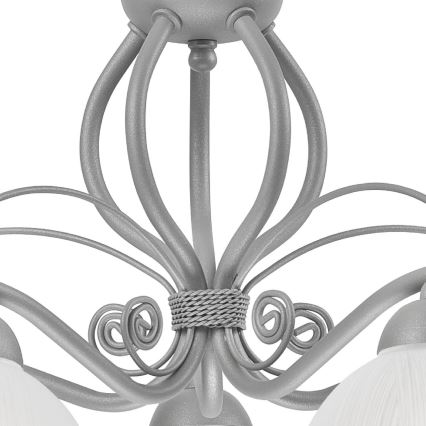 Candelabru cu lanț RETRO II, 5xE27/60W/230V, argintiu