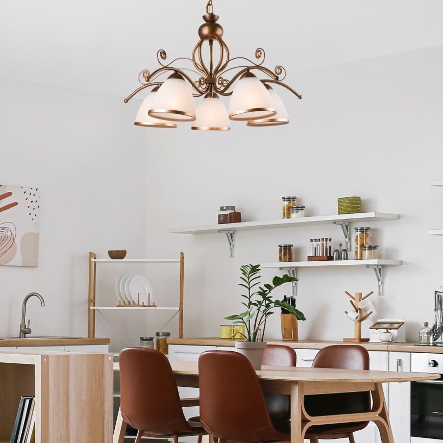 Candelabru cu lanț RETRO II 5xE27/60W/230V bronz patinat