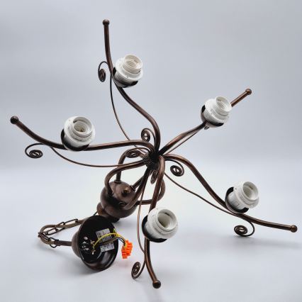 Candelabru cu lanț RETRO II 5xE27/60W/230V bronz patinat