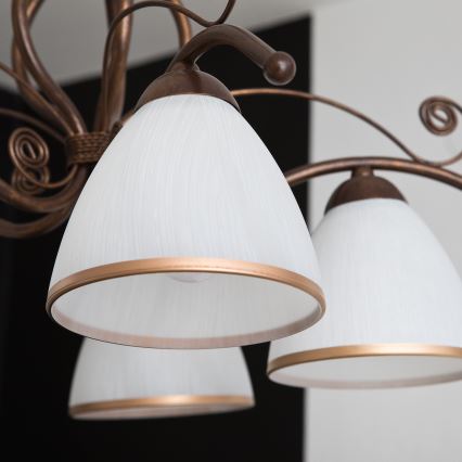 Candelabru cu lanț RETRO II 5xE27/60W/230V bronz patinat