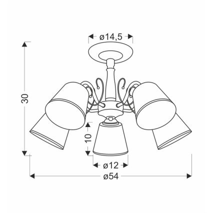 Candelabru cu tijă LOSANNA, 5 x E14, 40 W, 230 V, alamă