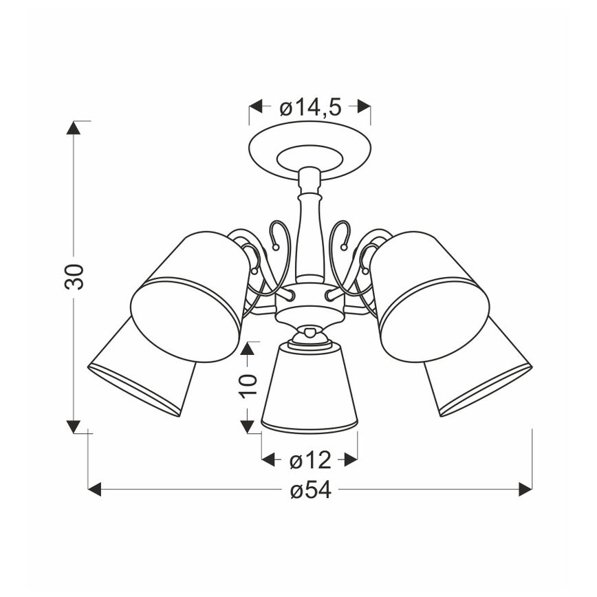 Candelabru cu tijă LOSANNA, 5 x E14, 40 W, 230 V, alamă