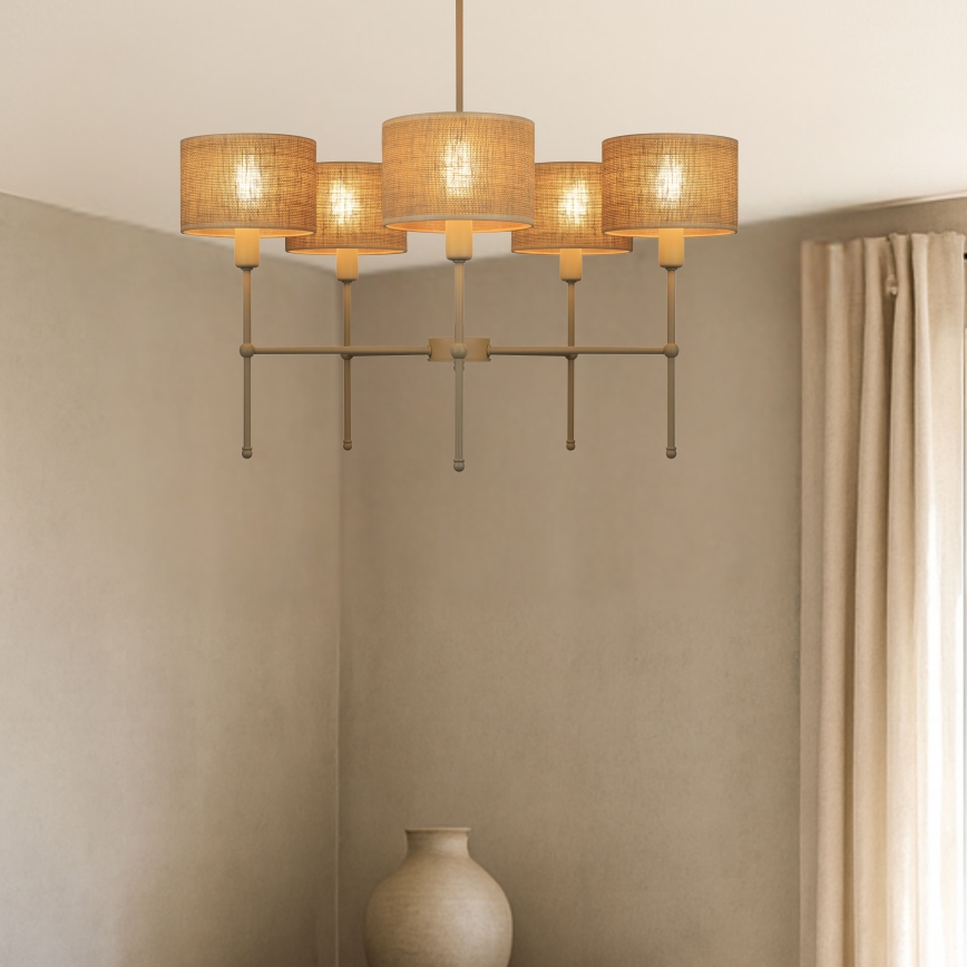 Candelabru cu tijă MADELA 5xE14/40W/230V iută/bej