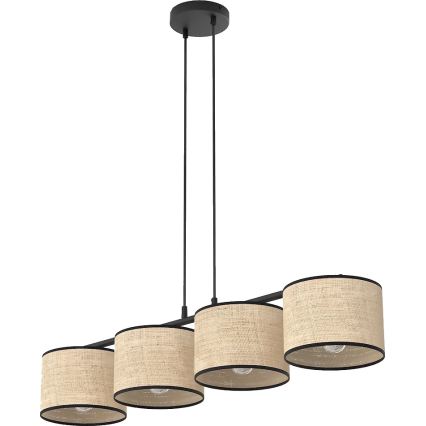 Candelabru ECO cu cablu, 4x E27/15W/230V, bej/ratan