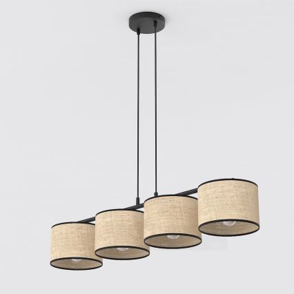 Candelabru ECO cu cablu, 4x E27/15W/230V, bej/ratan