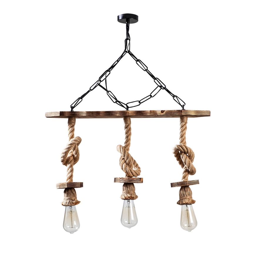 Candelabru EREBOS pe lanț 3xE27/40W/230V maro