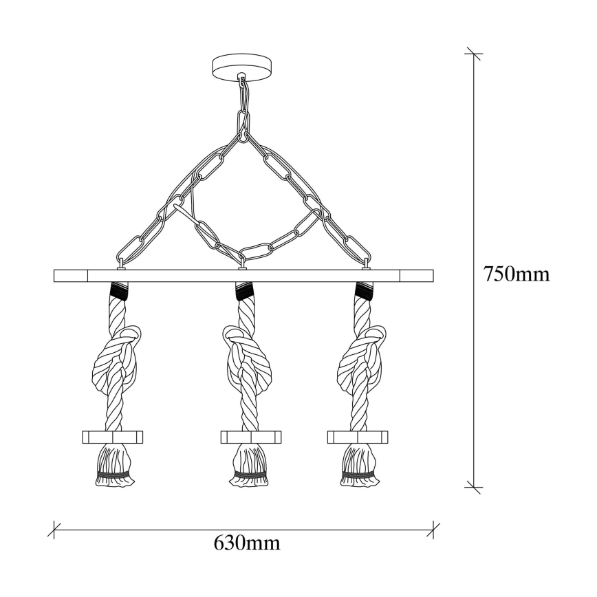 Candelabru EREBOS pe lanț 3xE27/40W/230V maro