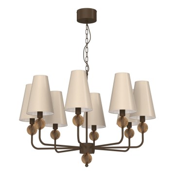 Candelabru GRENADA cu lanț, 8xE14/15W/230V, bej