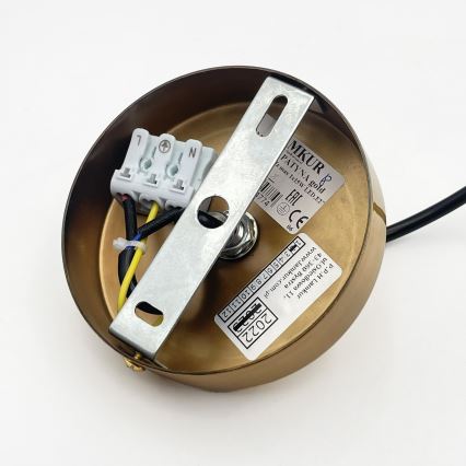 Candelabru HECTOR pe cablu 1xE27/15W/230V alb/alamă Ø14 cm