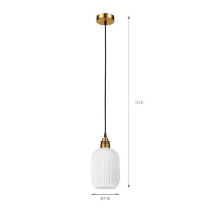 Candelabru HECTOR pe cablu 1xE27/15W/230V alb/alamă Ø14 cm