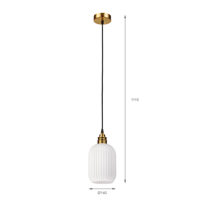 Candelabru HECTOR pe cablu 1xE27/15W/230V alb/alamă Ø14 cm