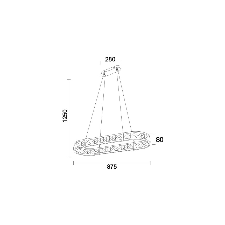 Candelabru LED dimabil ENRIQUE din cristal, suspendat pe cablu, 50W, 230V, 3000-6000K, cu telecomandă