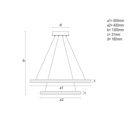 Lustră LED reglabilă, suspendată pe cablu LED/90W/230V 3000-6500K diam. 60 cm + telecomandă