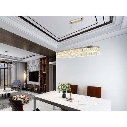 Lustru cu cristale LED reglabil, suspendat pe cablu THALIA LED/50W/230V 3000-6000K + telecomandă
