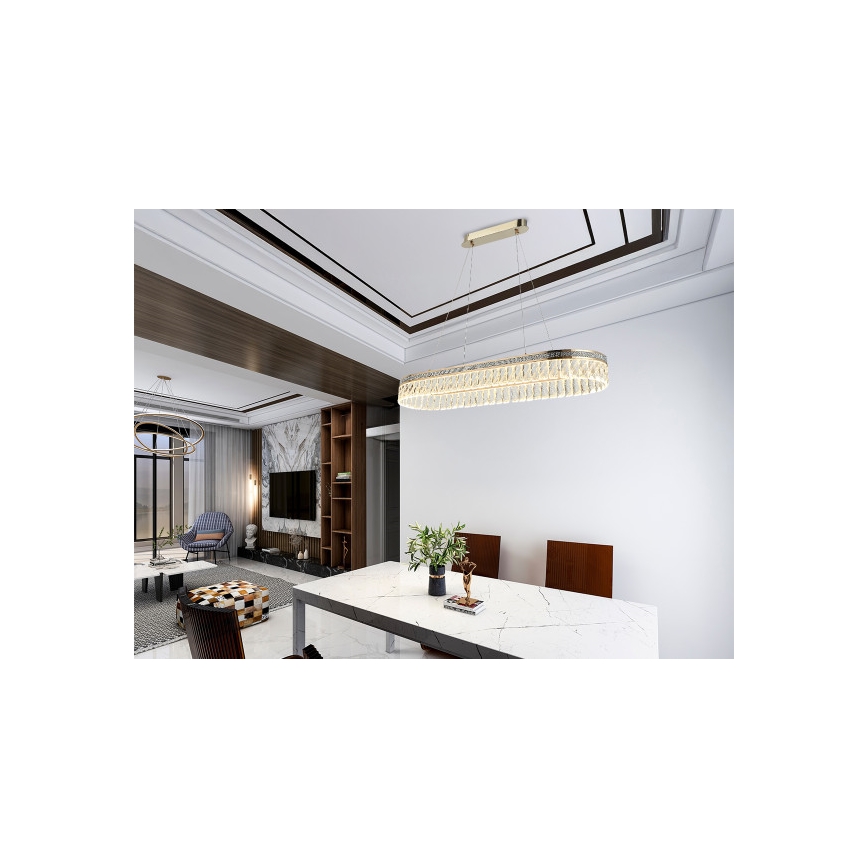 Lustru cu cristale LED reglabil, suspendat pe cablu THALIA LED/50W/230V 3000-6000K + telecomandă