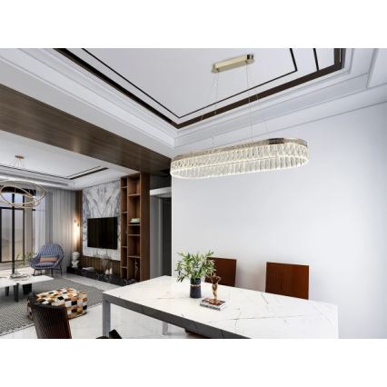 Lustru cu cristale LED reglabil, suspendat pe cablu THALIA LED/50W/230V 3000-6000K + telecomandă