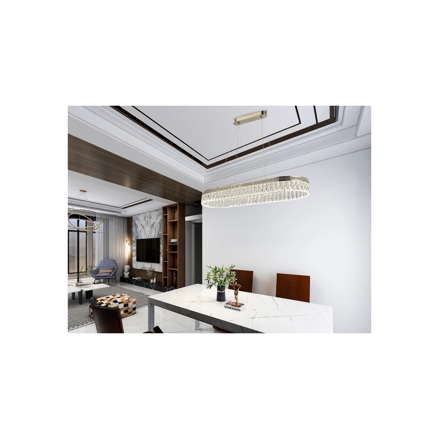 Lustru cu cristale LED reglabil, suspendat pe cablu THALIA LED/50W/230V 3000-6000K + telecomandă
