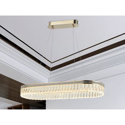 Lustru cu cristale LED reglabil, suspendat pe cablu THALIA LED/50W/230V 3000-6000K + telecomandă