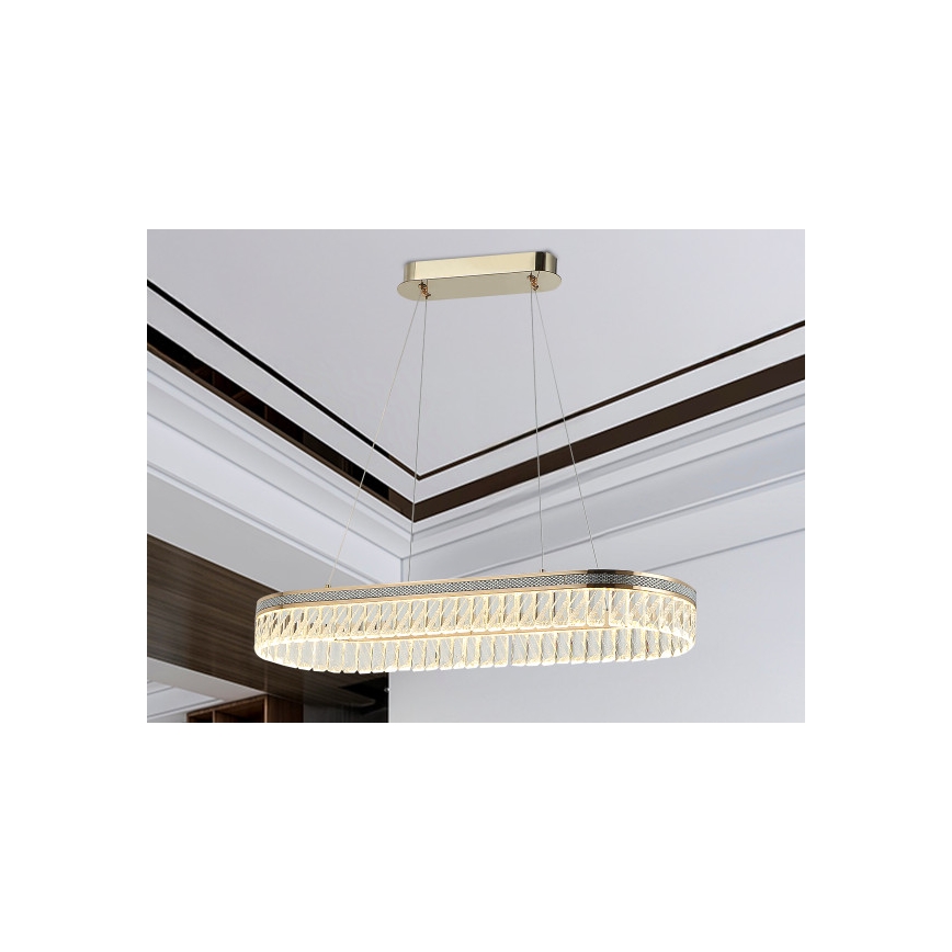 Lustru cu cristale LED reglabil, suspendat pe cablu THALIA LED/50W/230V 3000-6000K + telecomandă