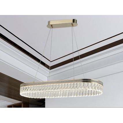 Lustru cu cristale LED reglabil, suspendat pe cablu THALIA LED/50W/230V 3000-6000K + telecomandă