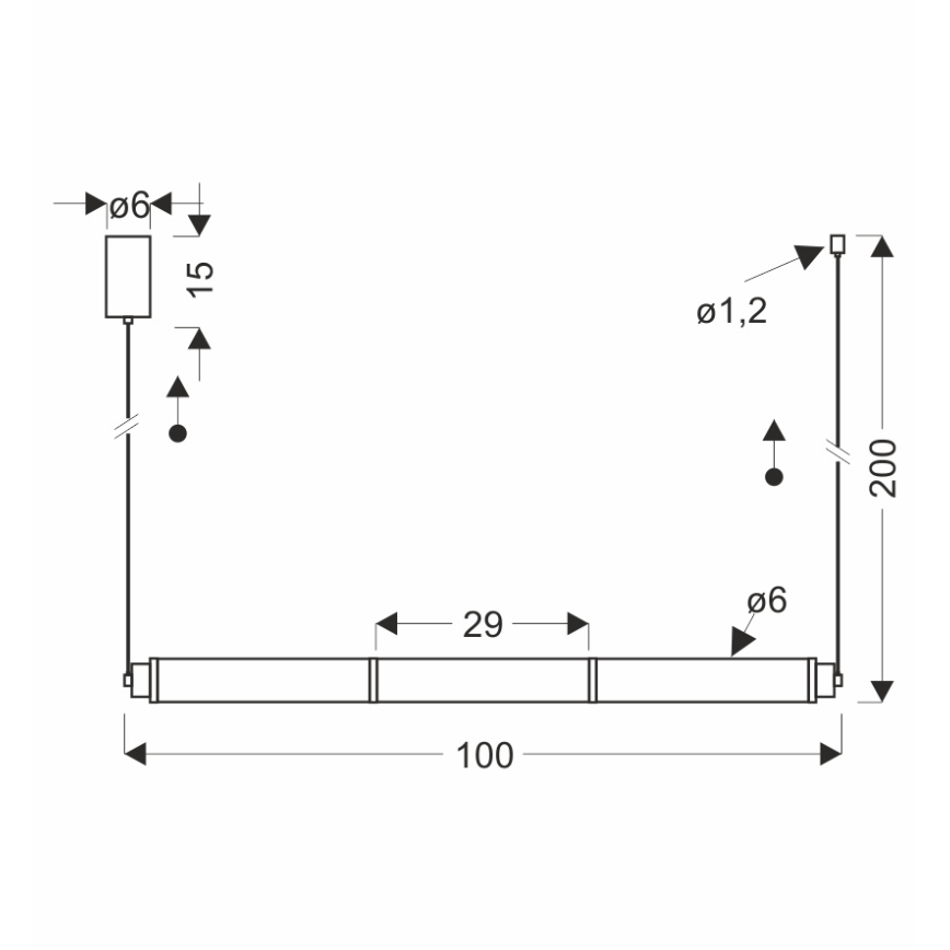 Candelabru LED pe cablu CORTE LED/25W/230V negru