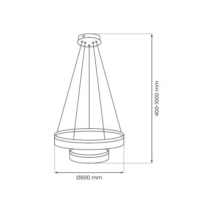 Candelabru LED pe cablu GALA LED/54W/230V, Ø 60 cm, auriu