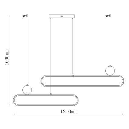 Candelabru LED suspendat cu cablu FLORENTYNA LED/48W/230V 4000K auriu/negru
