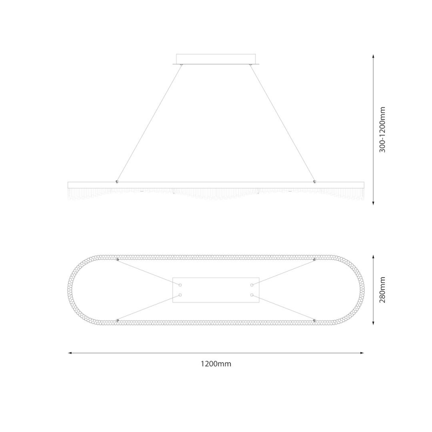 Candelabru LED suspendat pe cablu LED/45W/230V, auriu