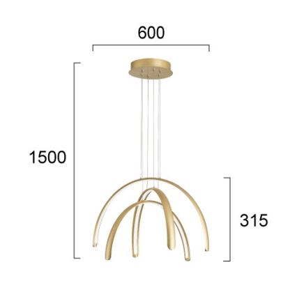 Candelabru LED suspendat pe cablu MEGAN LED/41W/230V auriu