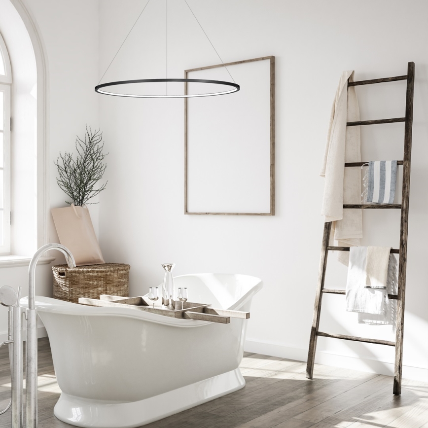 Candelabru LED suspendat pe cablu SATURNO LED/57W/230V Ø100 cm IP44 negru