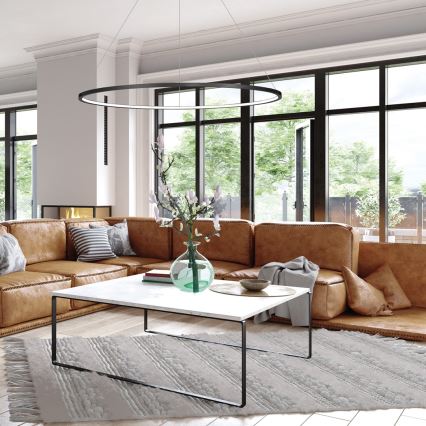 Candelabru LED suspendat pe cablu SATURNO LED/57W/230V Ø100 cm IP44 negru