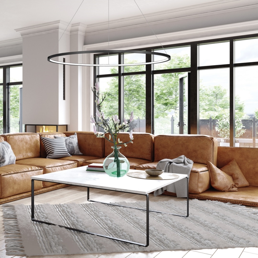 Candelabru LED suspendat pe cablu SATURNO LED/57W/230V Ø100 cm IP44 negru