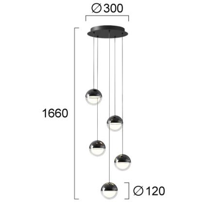 Candelabru LED suspendat pe cablu ZIREA LED/30W/230V, negru