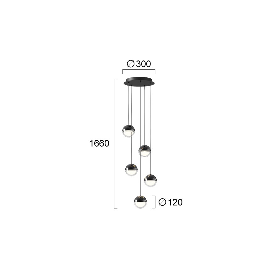 Candelabru LED suspendat pe cablu ZIREA LED/30W/230V, negru