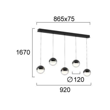 Candelabru LED suspendat pe cablu ZIREA LED/30W/230V, negru