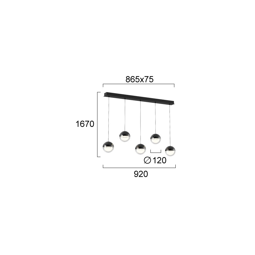 Candelabru LED suspendat pe cablu ZIREA LED/30W/230V, negru