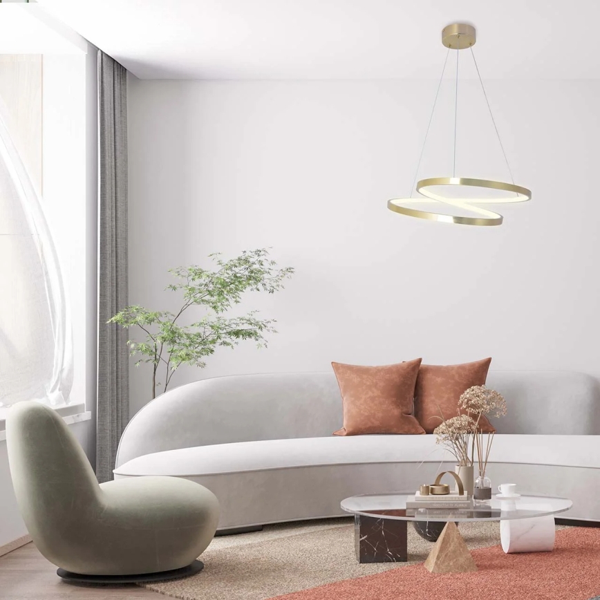 Candelabru LED ZEFIRA suspendat pe cablu, 40 W, 230 V, 4000 K, Ø 50 cm, auriu