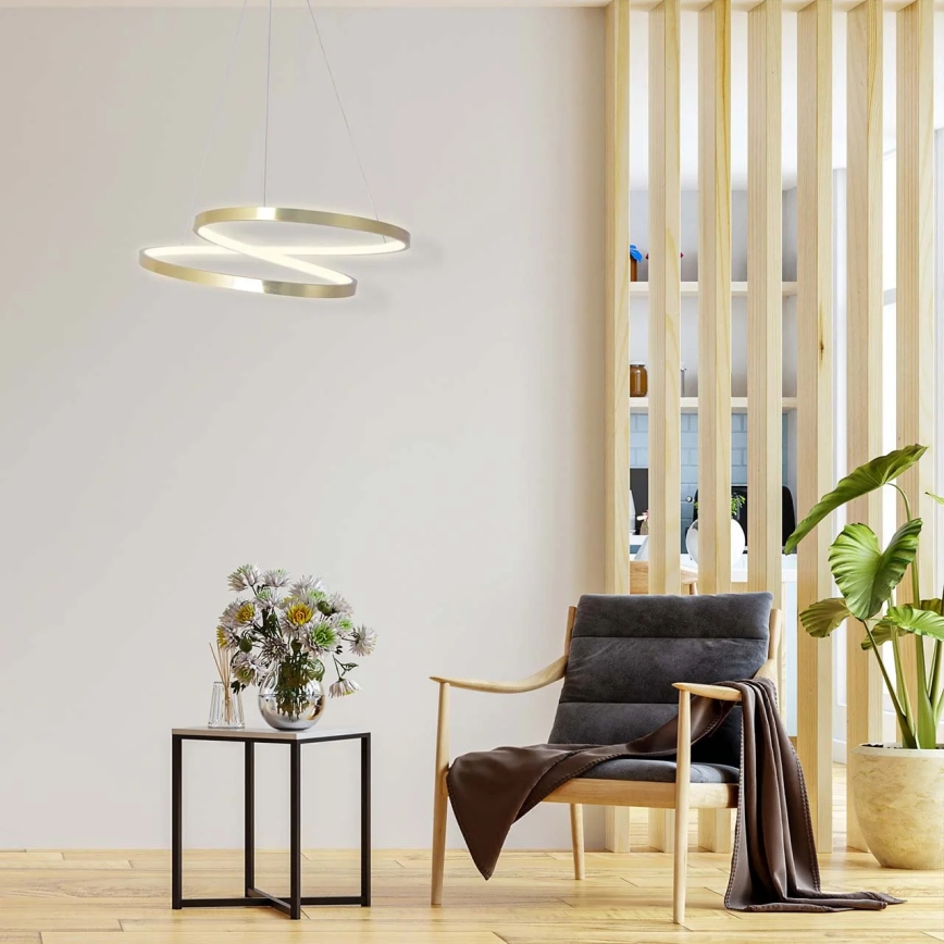 Candelabru LED ZEFIRA suspendat pe cablu, 40 W, 230 V, 4000 K, Ø 50 cm, auriu