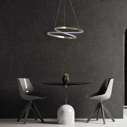 Candelabru LED ZEFIRA suspendat pe cablu, 40 W, 230 V, 4000 K, Ø 50 cm, auriu