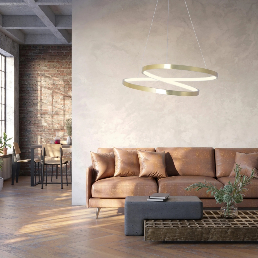 Candelabru LED ZEFIRA suspendat pe cablu, 40 W, 230 V, 4000 K, Ø 50 cm, auriu