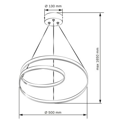 Candelabru LED ZEFIRA suspendat pe cablu, 40 W, 230 V, 4000 K, Ø 50 cm, auriu