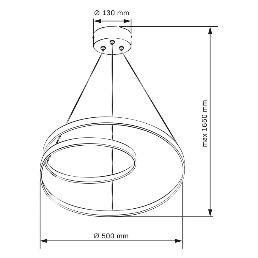 Candelabru LED ZEFIRA suspendat pe cablu, 40 W, 230 V, 4000 K, Ø 50 cm, auriu