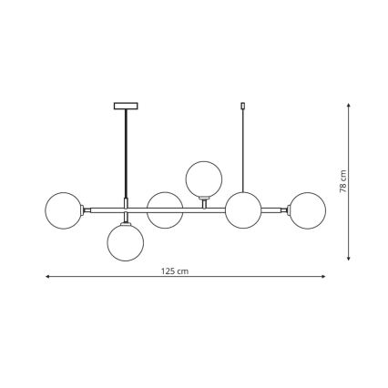 Candelabru pe cablu ALISA, 6x E14/40W/230V, negru