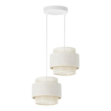 Candelabru pe cablu BOHO 2xE27/60W/230V crem/iută