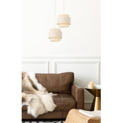 Candelabru pe cablu BOHO 2xE27/60W/230V crem/iută