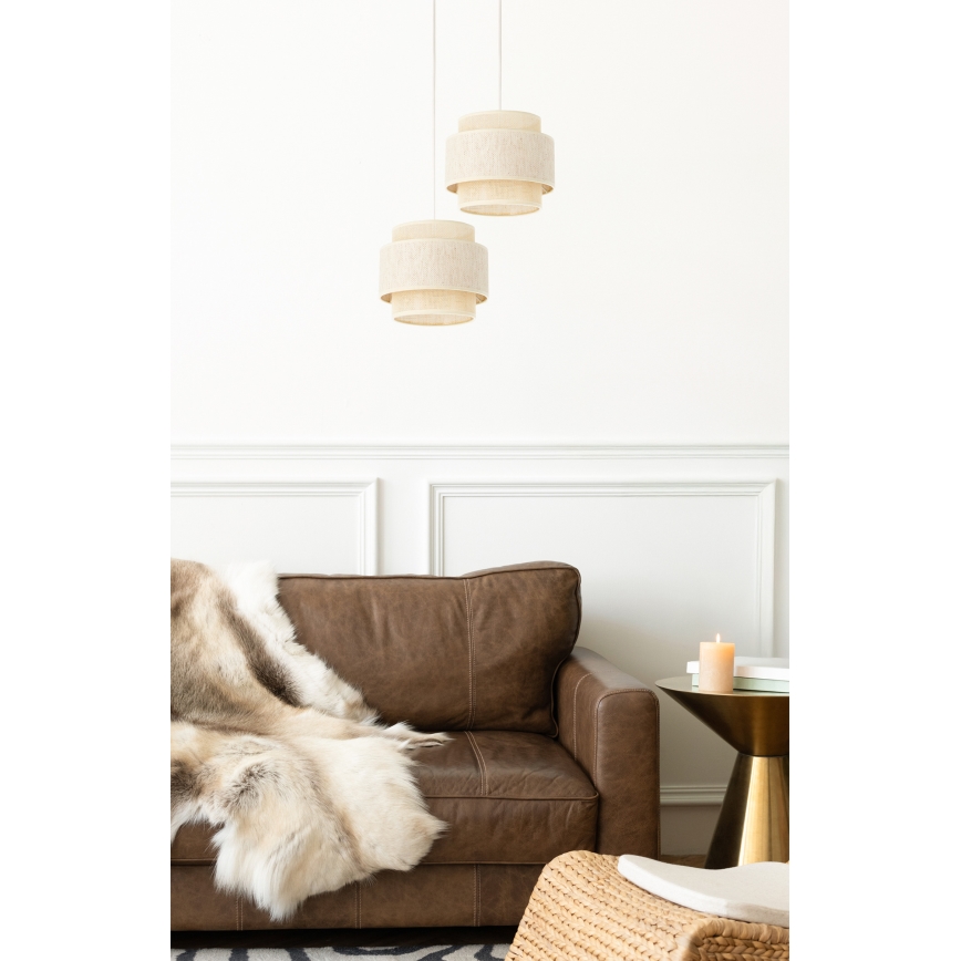 Candelabru pe cablu BOHO 2xE27/60W/230V crem/iută