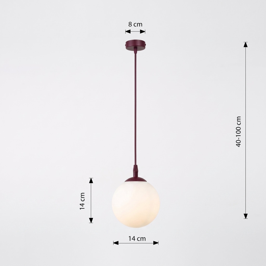 Candelabru pe cablu COSMO 1xE14/10W/230V Ø 14 cm roșu/alb