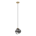 Candelabru pe cablu CRISTAL 1xE14/15W/230V alamă/negru fumuriu