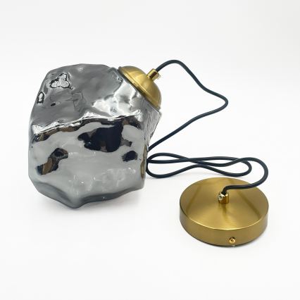 Candelabru pe cablu CRISTAL 1xE14/15W/230V alamă/negru fumuriu